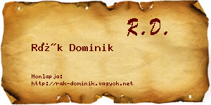 Rák Dominik névjegykártya